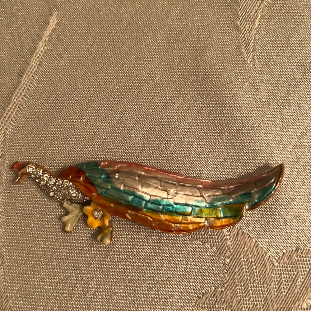 Vintage BSK Peacock Pin Brooch Beautiful